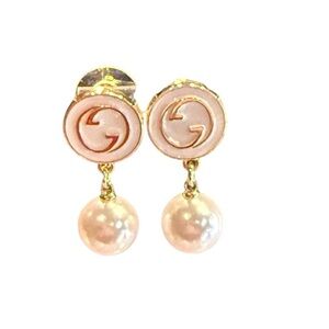Upcycled Elegant Gucci Gold and Cream Earrings